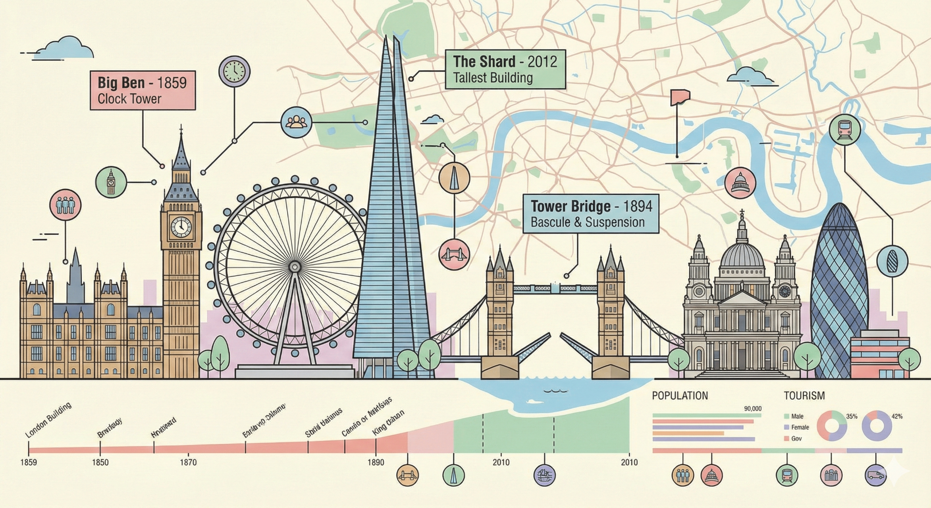 런던 스카이라인 인포그래픽 생성 결과